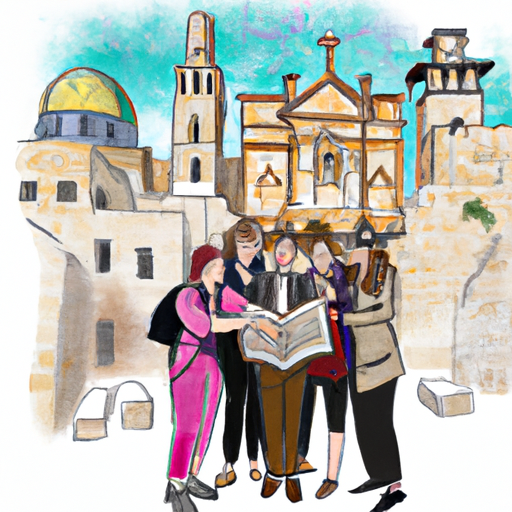 1. A group of tourists exploring the ancient city of Jerusalem with a Bein Harim tour guide